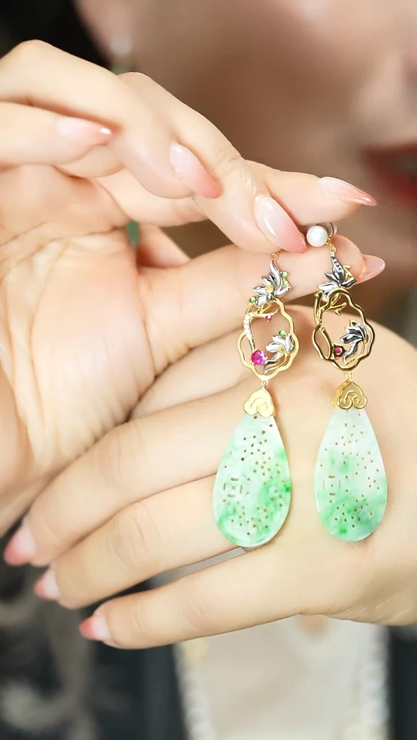 【闪购商品】翡翠耳饰银S925镶嵌支持48小时鉴赏