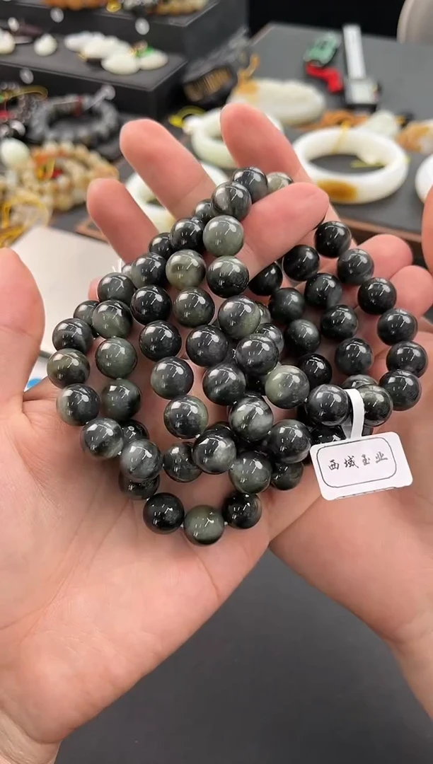 手串未镶嵌和田玉若羌青花手串卡12微色差多样性发其一