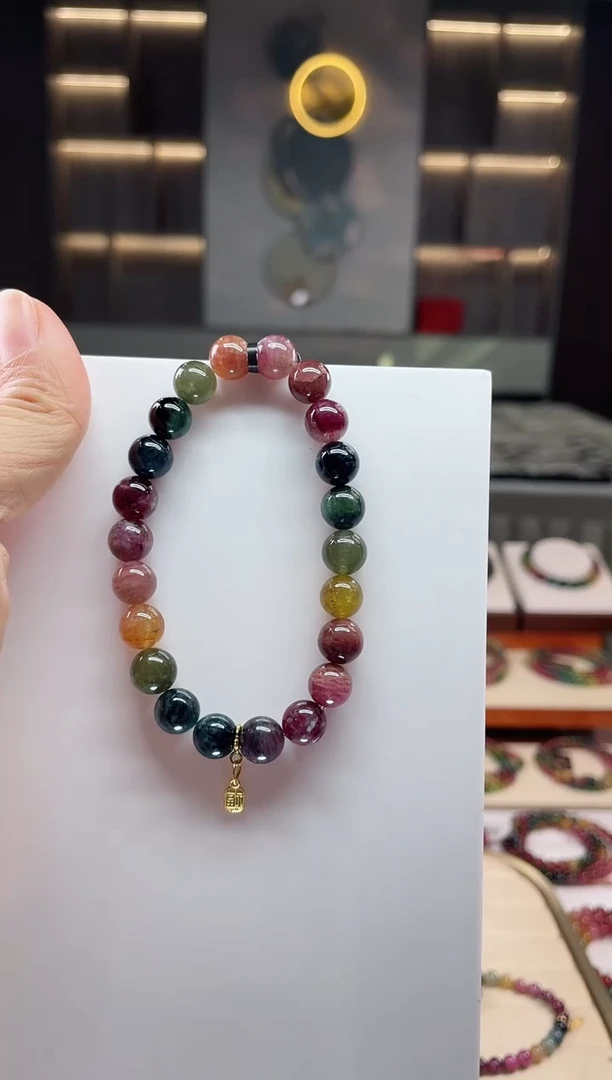 未镶嵌老矿碧玺单圈手串8mm+碧玺（多样性发一条）Q