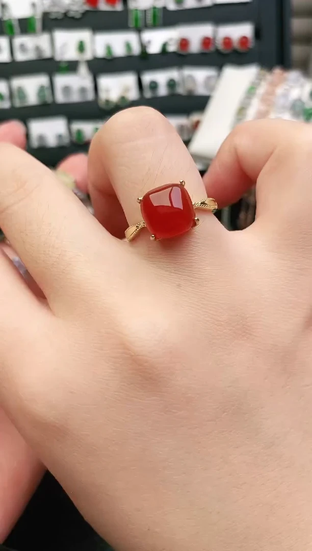 玛瑙/玉髓戒指银S925镶嵌戒指