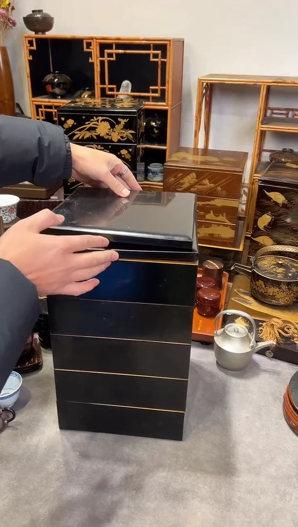 双盖五段 大漆漆器大漆漆器