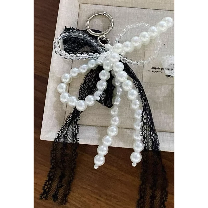 【黑色】珍珠蕾丝挂件