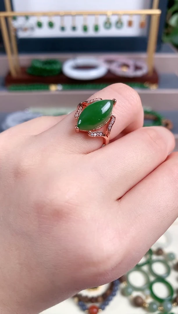 银S925镶嵌戒指和田玉10