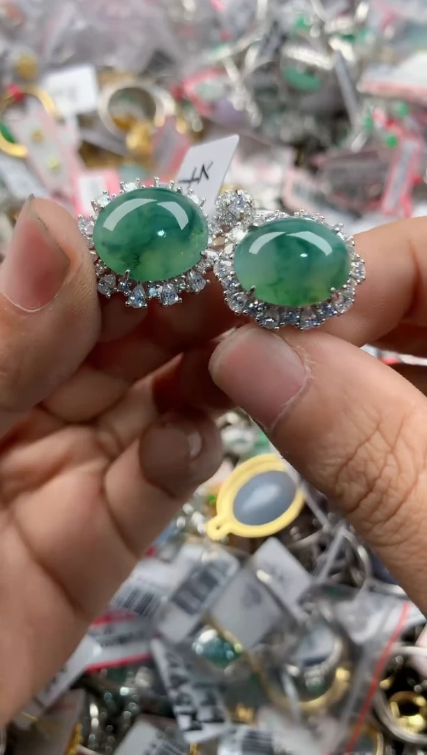 银S925镶嵌戒指翡翠8888----6