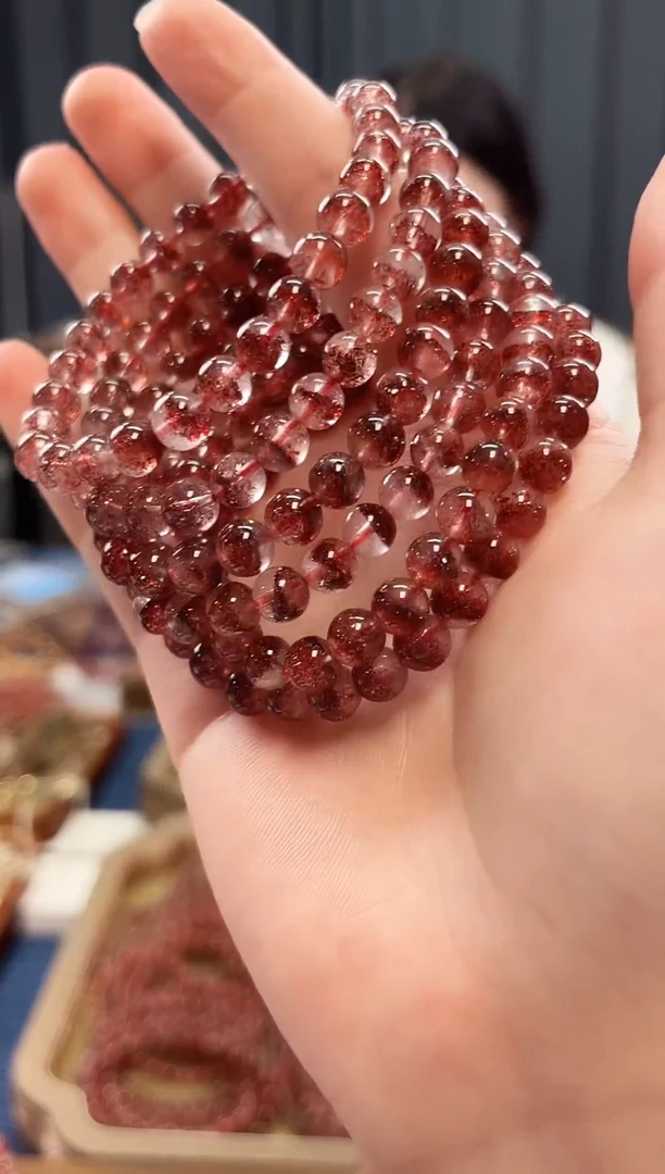 未镶嵌手串水晶金草莓超七单圈手串6mm【多样性发一】