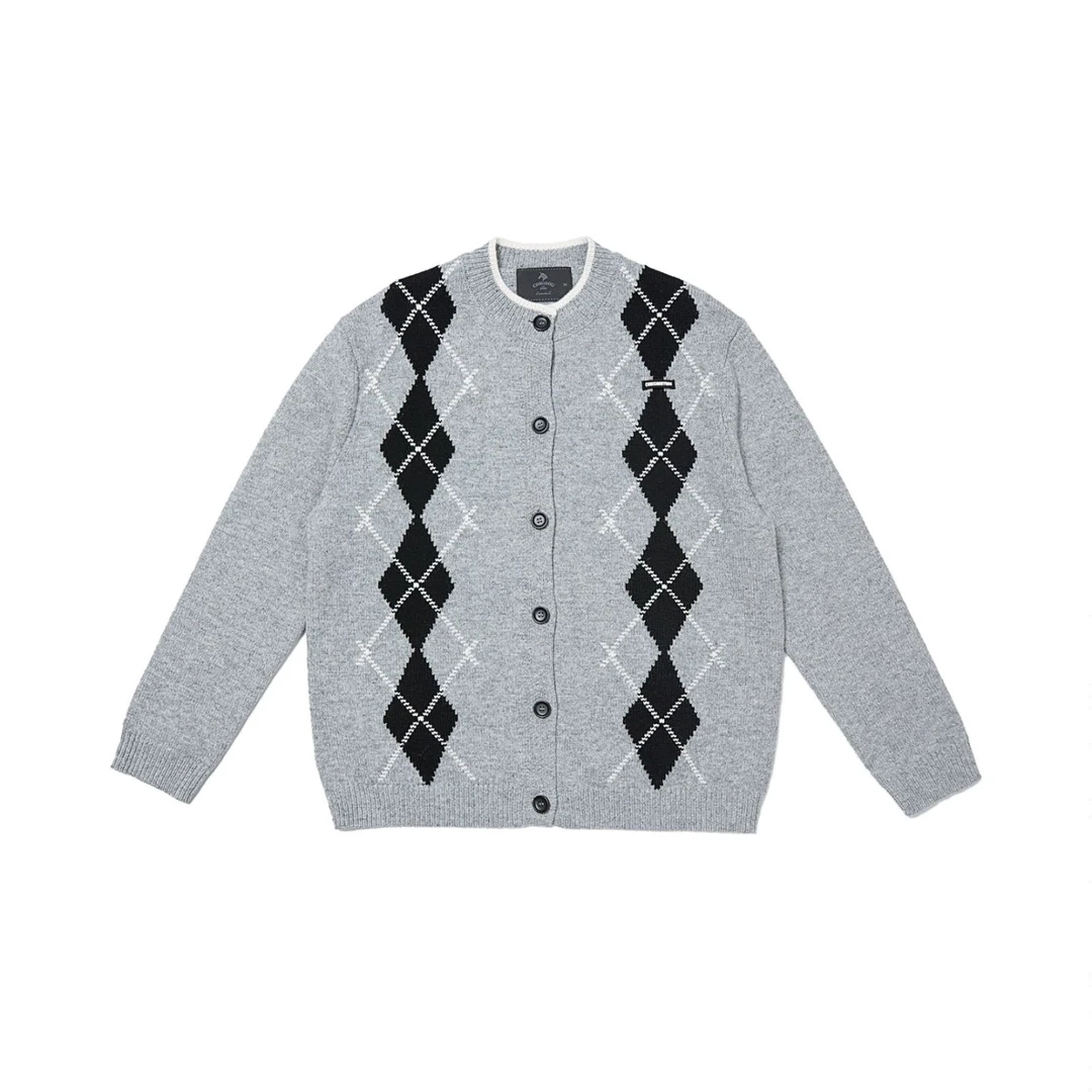 【CHRISOUBYDAN】25秋冬新款菱格设计长袖羊毛针织开衫