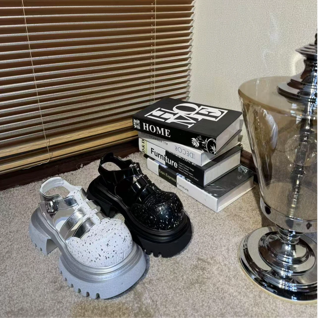 唐小肉潮搭厚底凉春夏鞋休闲时尚英伦风百搭推荐包头松糕底4-3-2