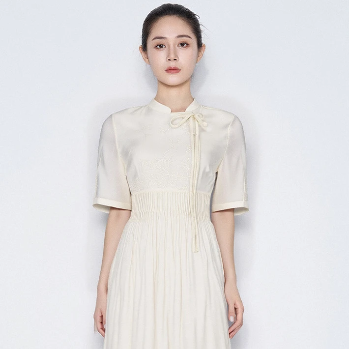 【粉丝专属】刺绣连衣裙新中式盘扣中老年妈妈装中长裙女VHSA42DRH0