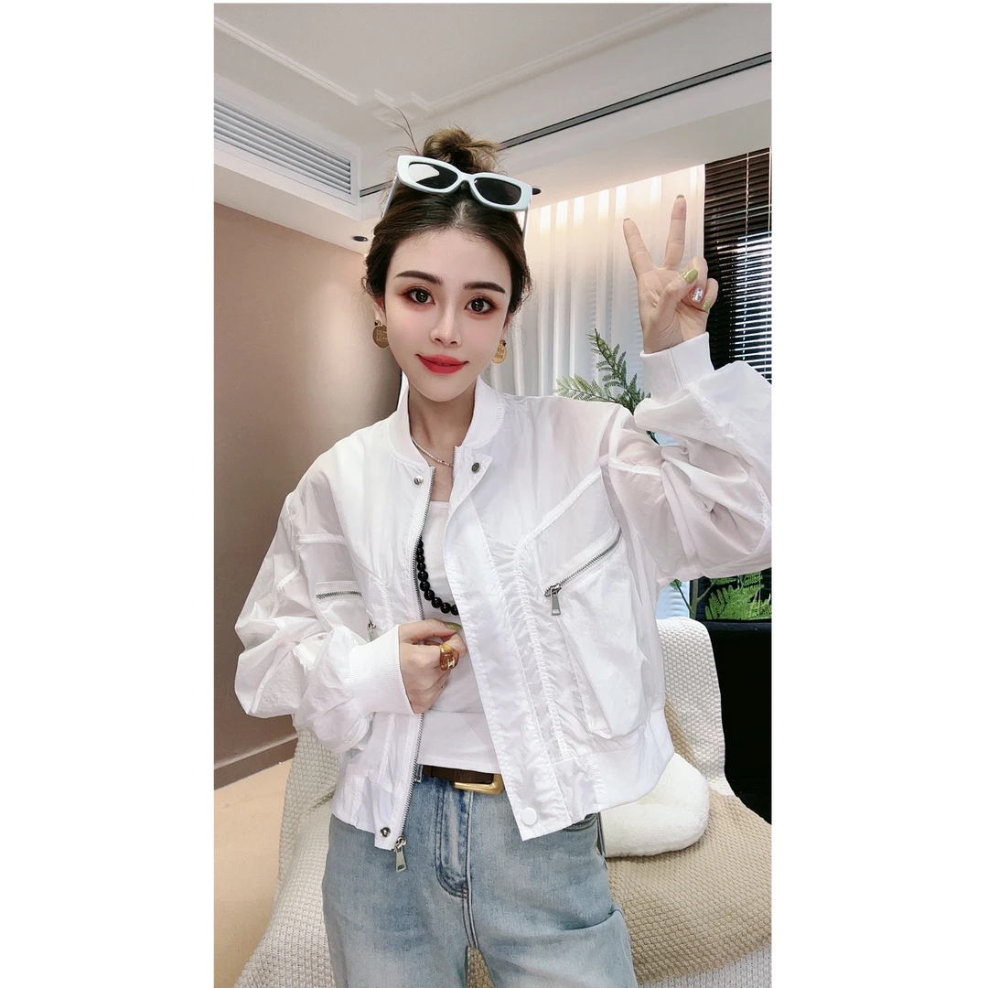 2025年夏季新款立领洋气韩版高端气质防晒衣女工装棒球服上衣