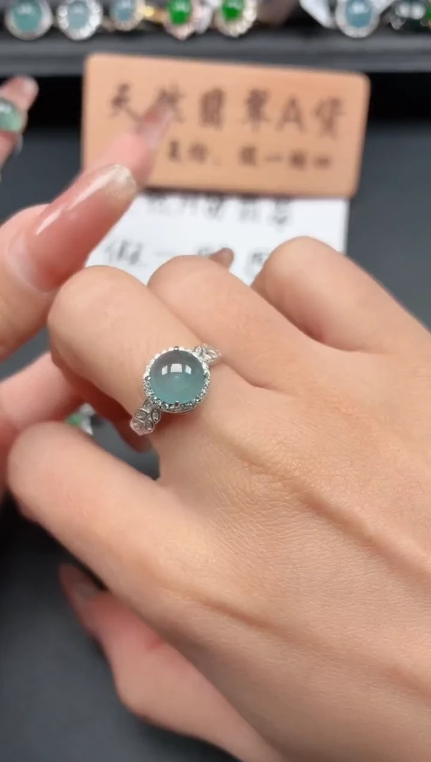 银S925镶嵌戒指翡翠1