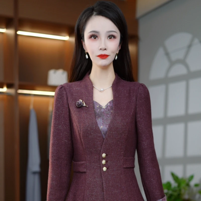 2025秋季气质修身精致显瘦轻奢显瘦减龄假两件连衣裙M-4XL