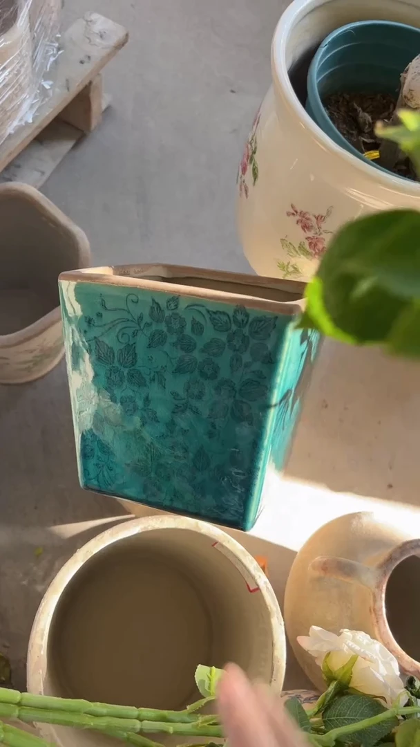 【闪购商品】陶瓷wx 花盆高15.5cm内口14cm