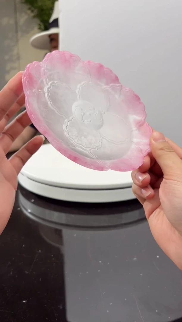 摆件金红粉梅花壶承