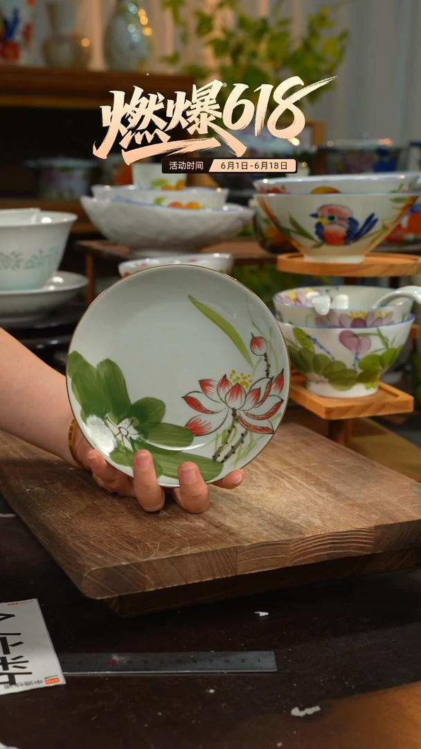 陶瓷景德镇高温釉下彩手绘陶瓷