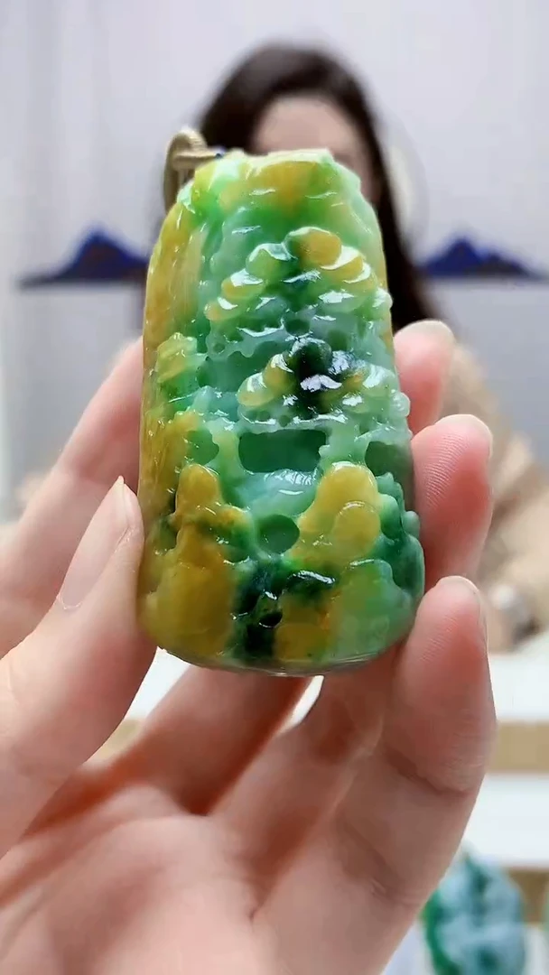 未镶嵌定制翡翠4829zm-毛货挂件6山水