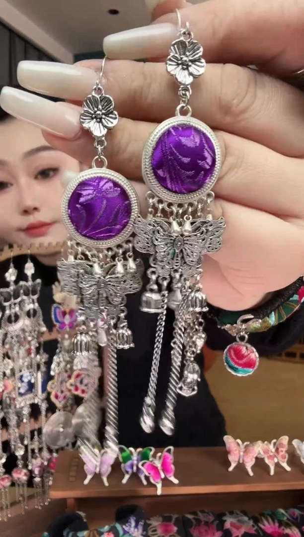 刺绣纯手工民族风刺绣耳环