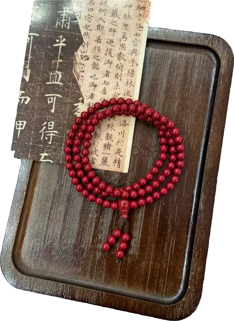 含辰砂工艺品108颗三圈朱砂手串