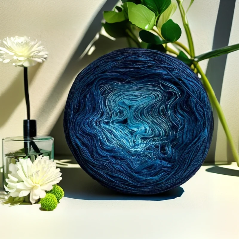 渐变毛线 秋季编织线 纯棉线蛋糕线手工编织 5股300g 披肩毯子