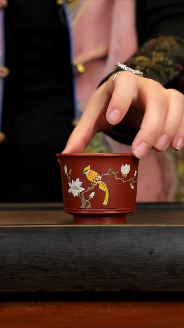【闪购商品】紫砂茶壶大红袍玉兰小鸟杯