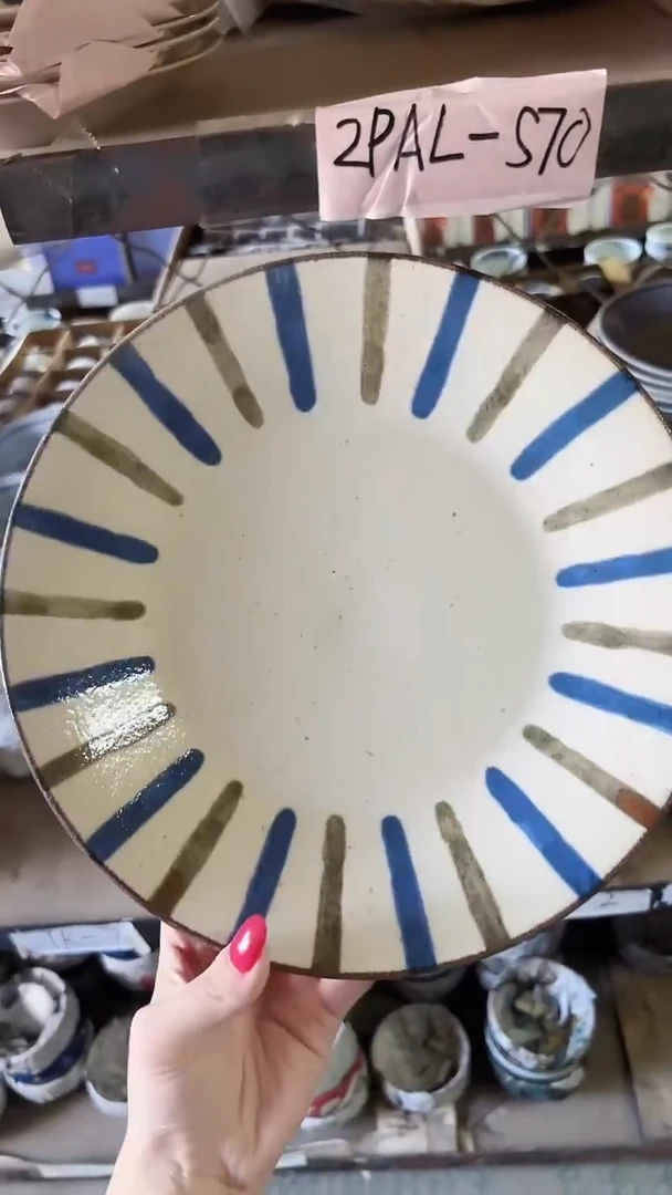 瓷粗陶24cm大盘一个