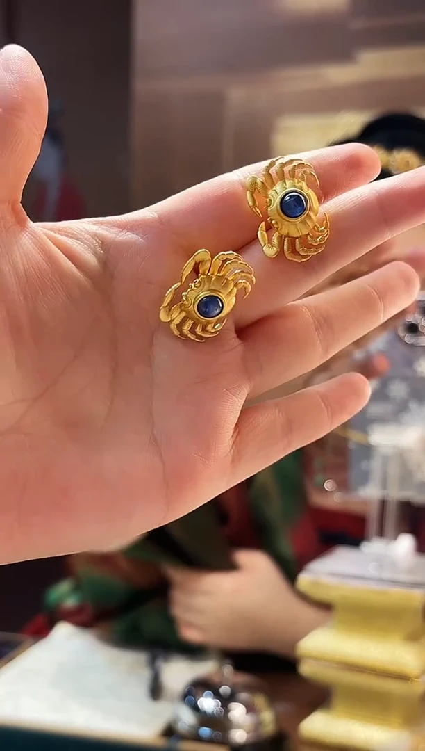 无925银螃蟹发簪/对