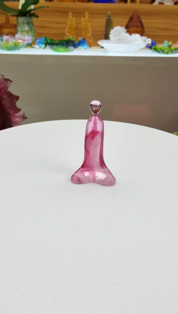 手工艺品琉璃粉色无相佛茶宠摆件9.5公分粉彩工艺【微瑕底部汽泡】