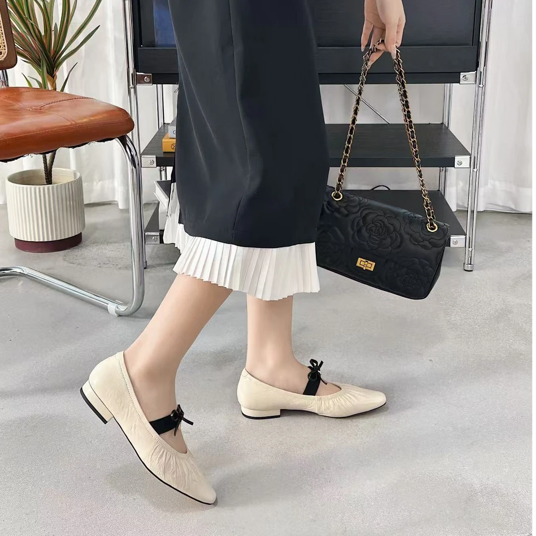 117a6712羊皮浅口单鞋软底平底舒适时尚百搭