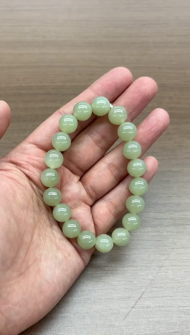 未镶嵌手串和田玉且末近矿微色差卡10