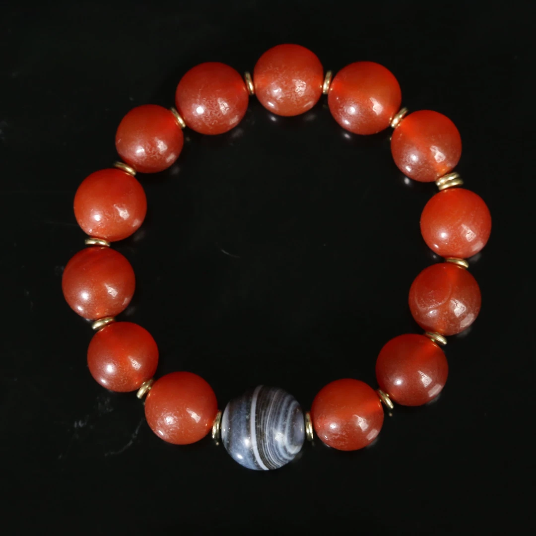 清代红玛瑙圆珠手串【文物宝库】AJD2511053014