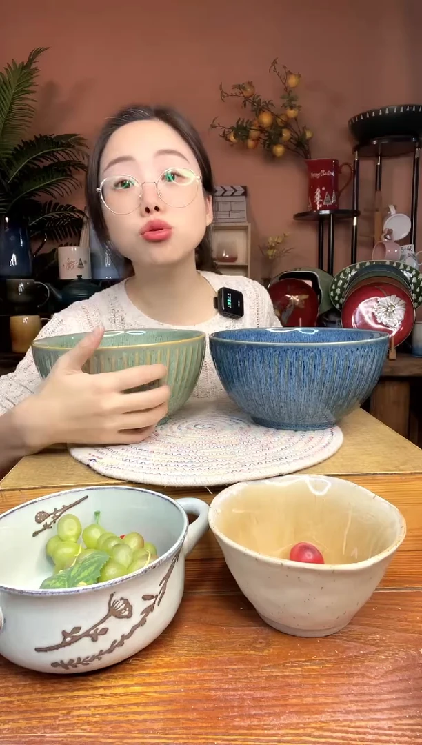 陶瓷8英寸竖条双色汤碗  2件  微瑕