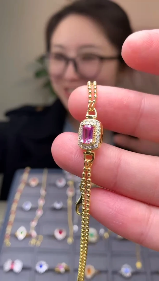 手链蓝宝石银S925镶嵌手链