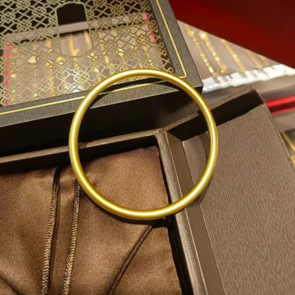 古法工艺大气好看素圈金色创意饰品