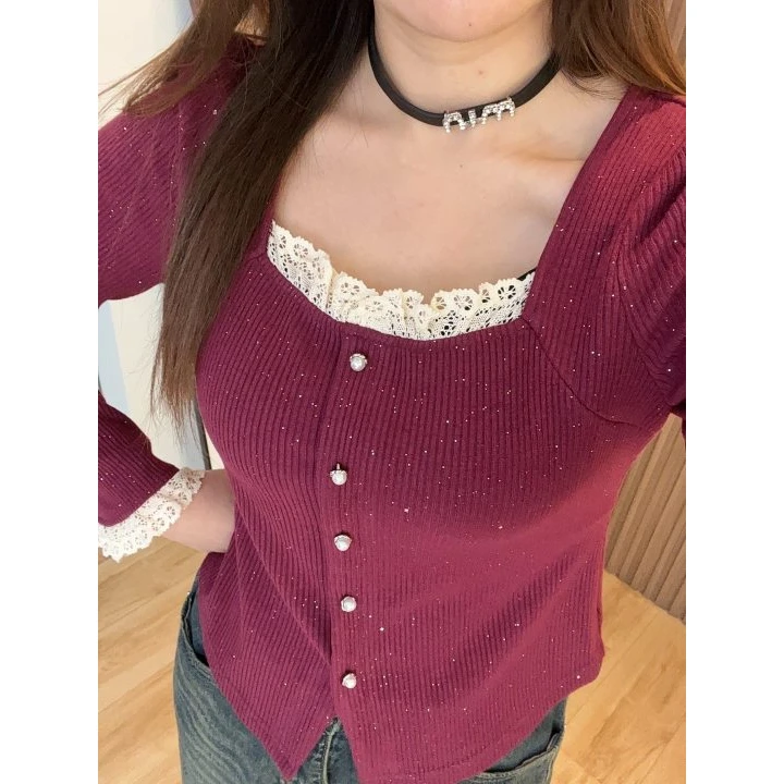 HLY3204花老爷春款方领微胖显瘦上衣