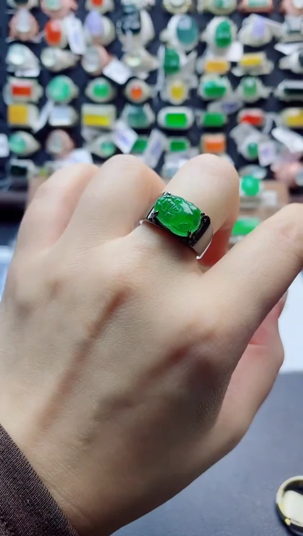 未镶嵌戒指翡翠天然翡翠A货男戒