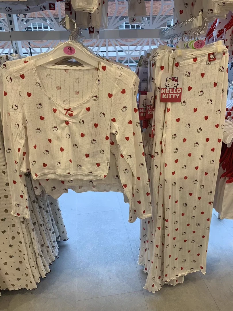 【DMXJ大梦想家】爱心HelloKitty睡衣女春季甜辣纯欲修身长袖家居服