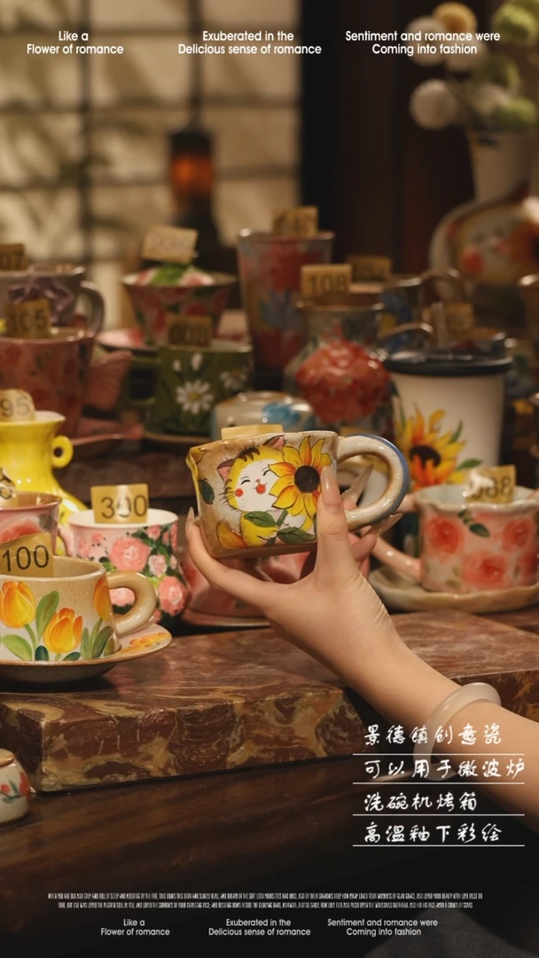 陶瓷景德镇高温手绘釉下彩设计师款式