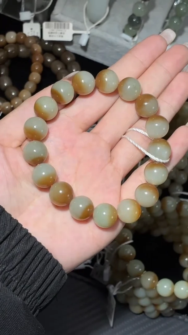 未镶嵌手串和田玉若羌聚宝盆微色差卡12手串确认返180