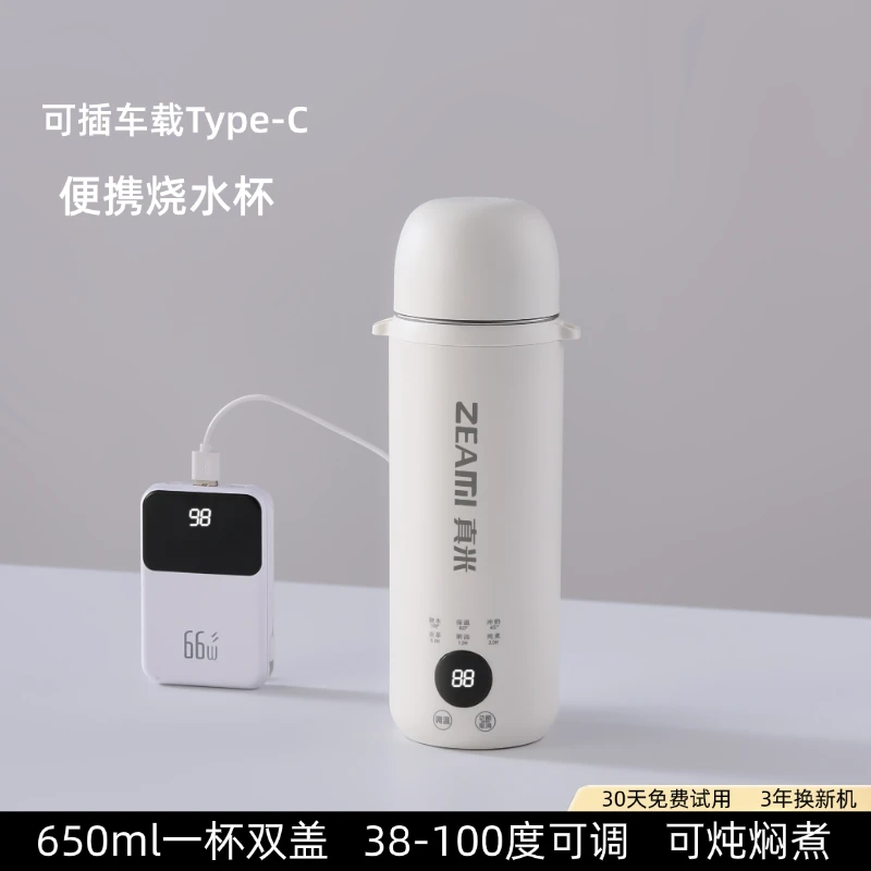 真米便携式烧水壶车载旅行电热水杯小型烧水杯加热保温热水壶