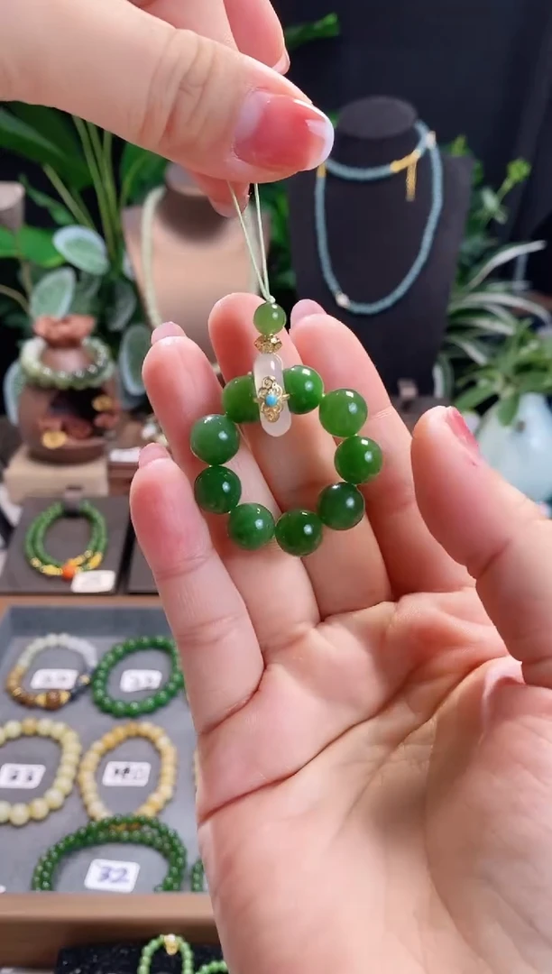 【闪购商品】和田玉（碧玉）挂件未镶嵌10碧玉手机链