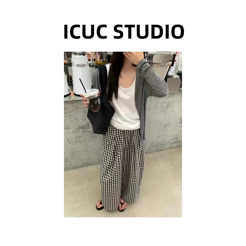 ICUC STUDIO-【边界松弛】夏季慵懒背心+防晒开衫+休闲裤三件套3258