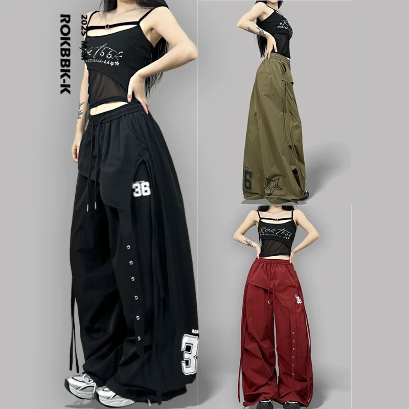 ROKBBK-K布韩街舞潮牌夏季运动裤女宽松休闲嘻哈爵士舞长裤