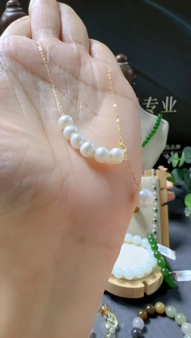 颈饰18K金镶嵌淡水珍珠/支持复检/多样性发一cg