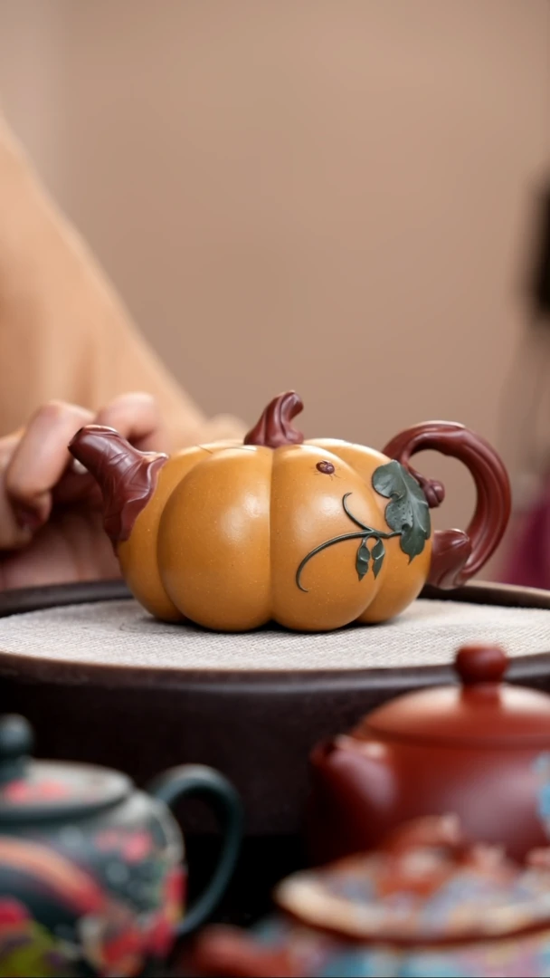 茶壶紫砂黄金段三色南瓜壶
