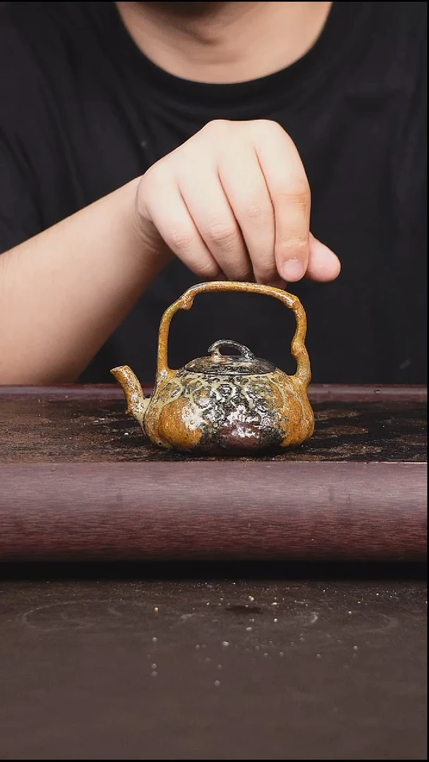 茶壶紫砂柴烧 提梁