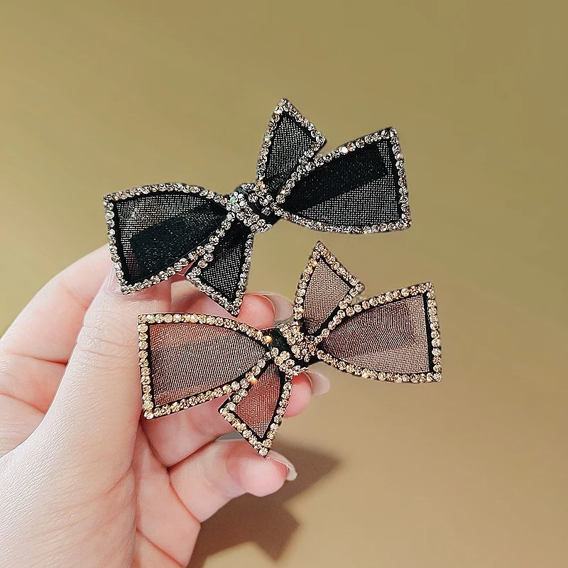 时尚气质蝴蝶结鸭嘴夹小号刘海夹侧边发卡顶夹复古发饰一字夹QX