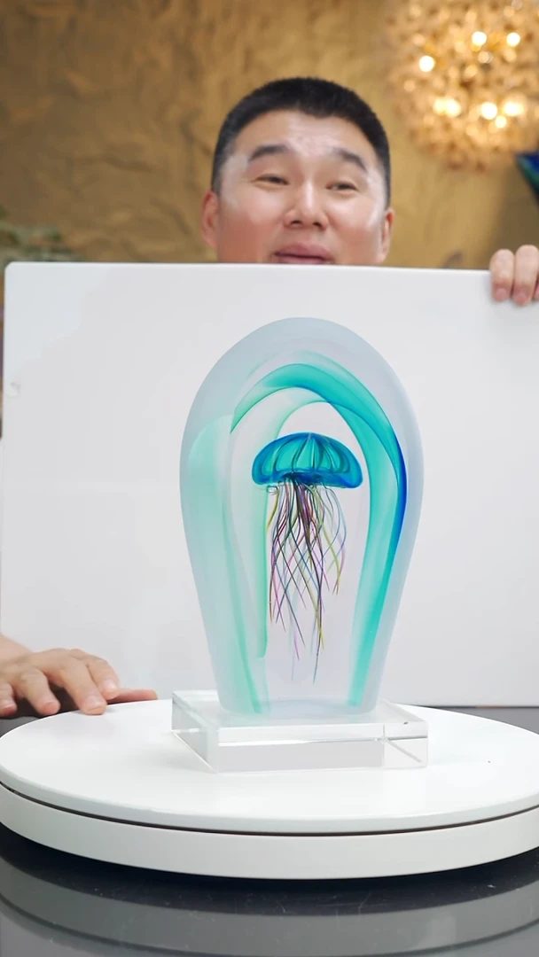 摆件福利设计款蓝色水母摆件