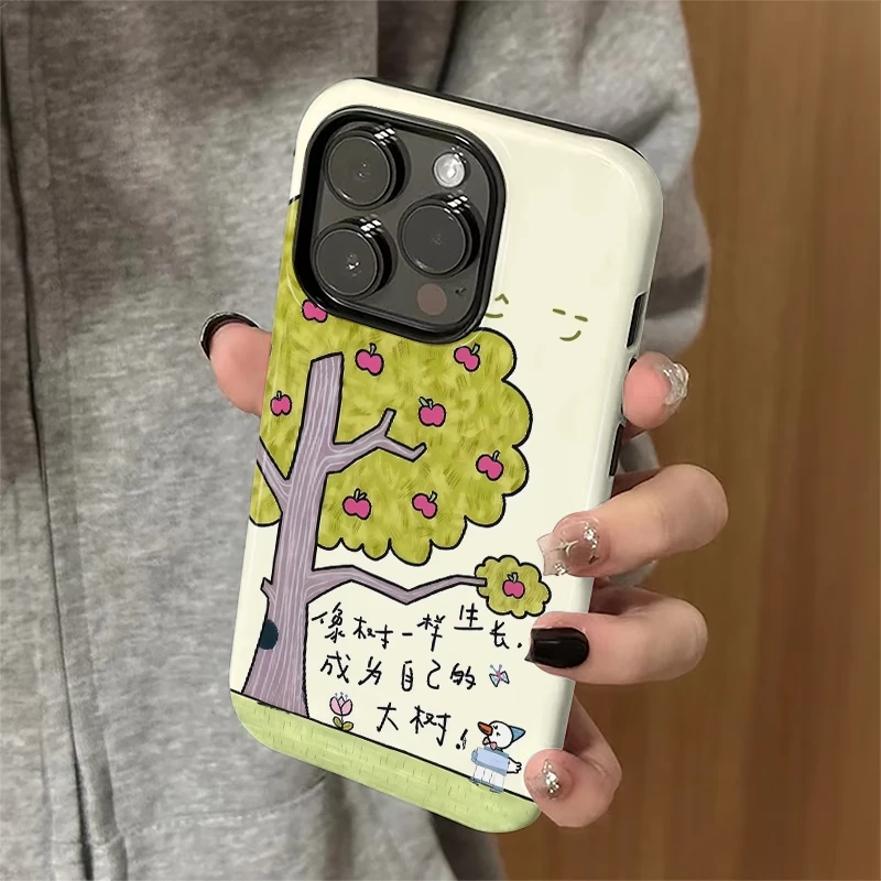 苹果大树菲林二合一适用iphone16手机壳华为简约vivo小米高级oppo