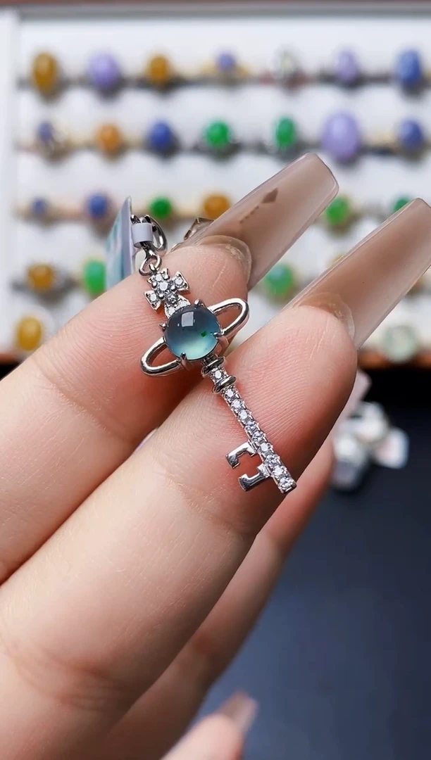 银S925镶嵌戒指翡翠0123