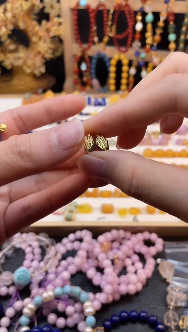 吊坠(不含链)银S925镀金镶嵌翡翠翡翠桶珠  2个