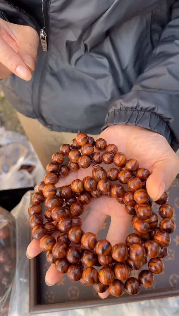 黄花梨/降香黄檀A021虎皮纹1.2*108圆珠手串400